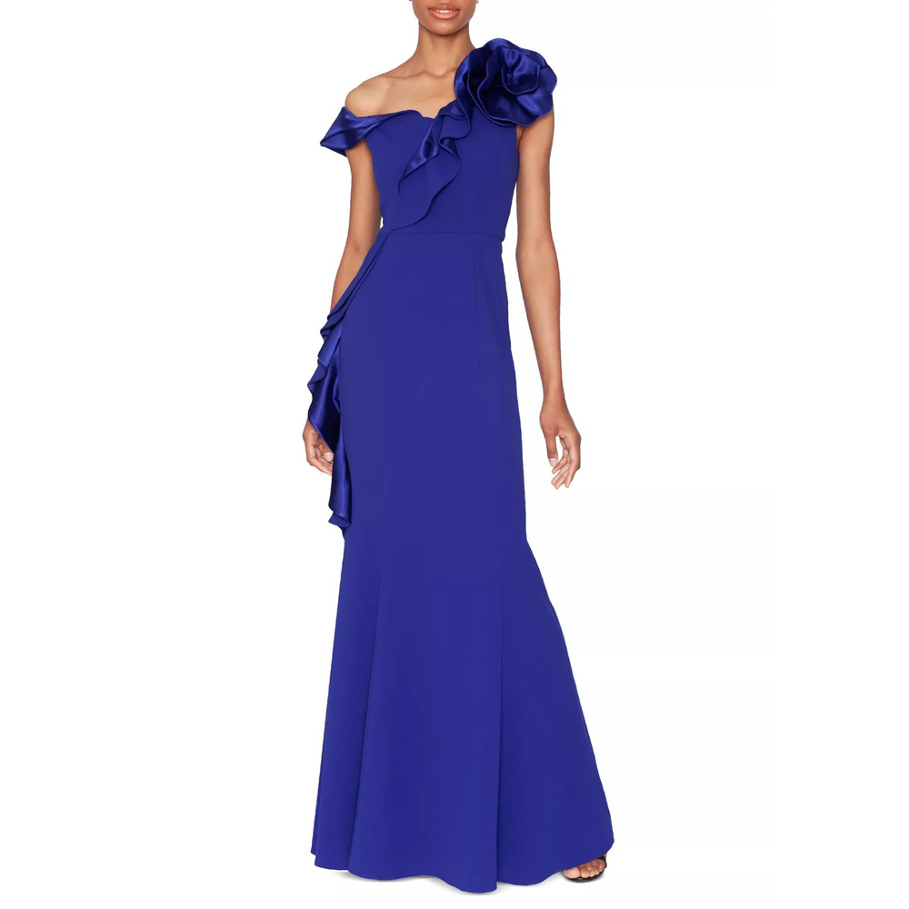 White Tie by Shani Asymmetric Ruffled Sleeveless Gown Women's Size 6, MSRP: 199$